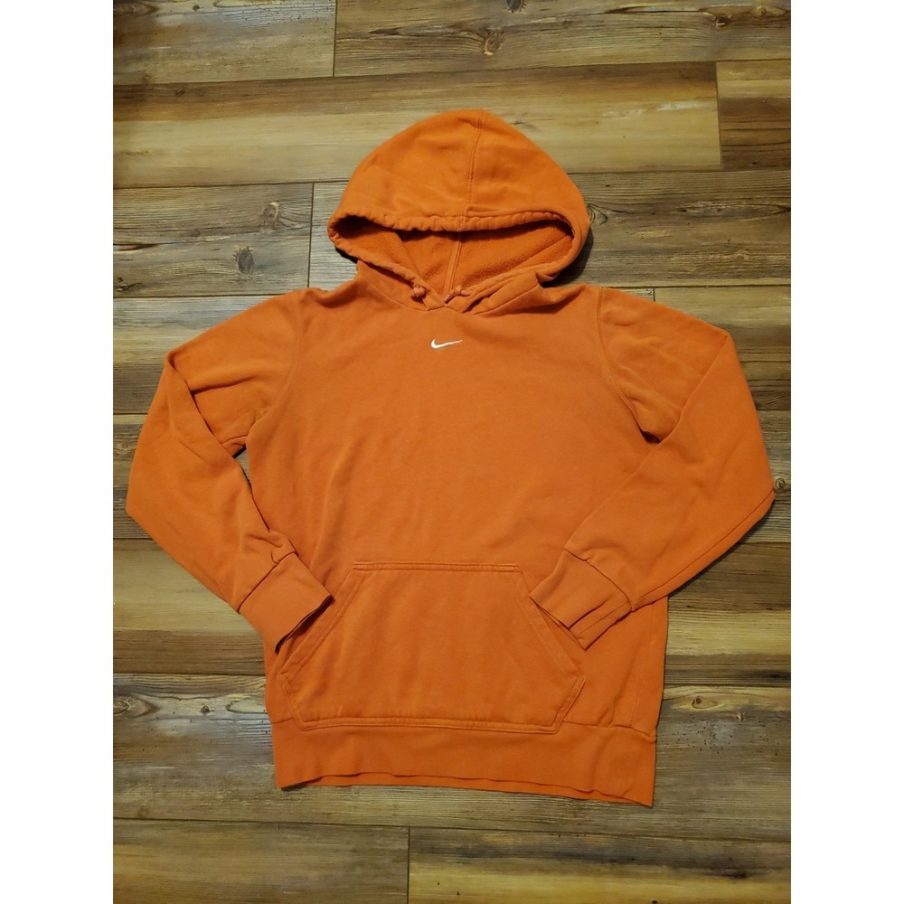 Vintage 90s Nike Center Swoosh Hoodie Sz Womens SMALL Sweatshirt Check Orange S‎